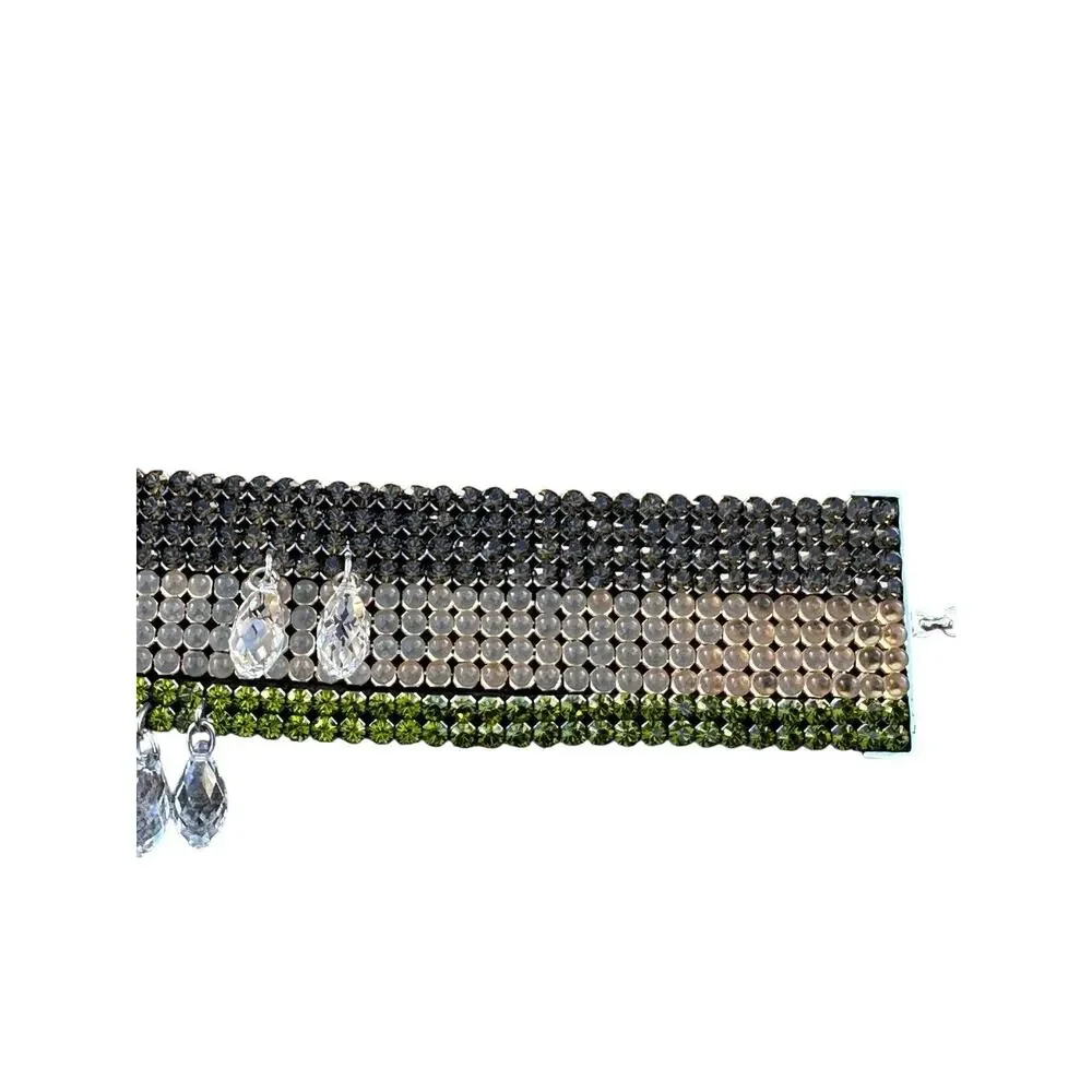 Vintage Swarovski Wide Panel Gradient Crystal Mesh Bracelet Toggle Swan Signed